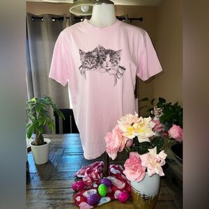 Pink Cat Graphic T-Shirt